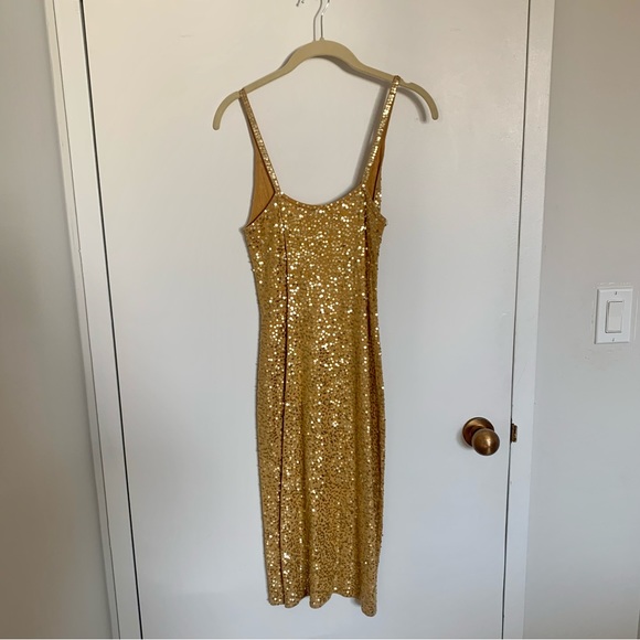 Sexy Gold Sequin Spiegel Bodycon Dress - Picture 3 of 8